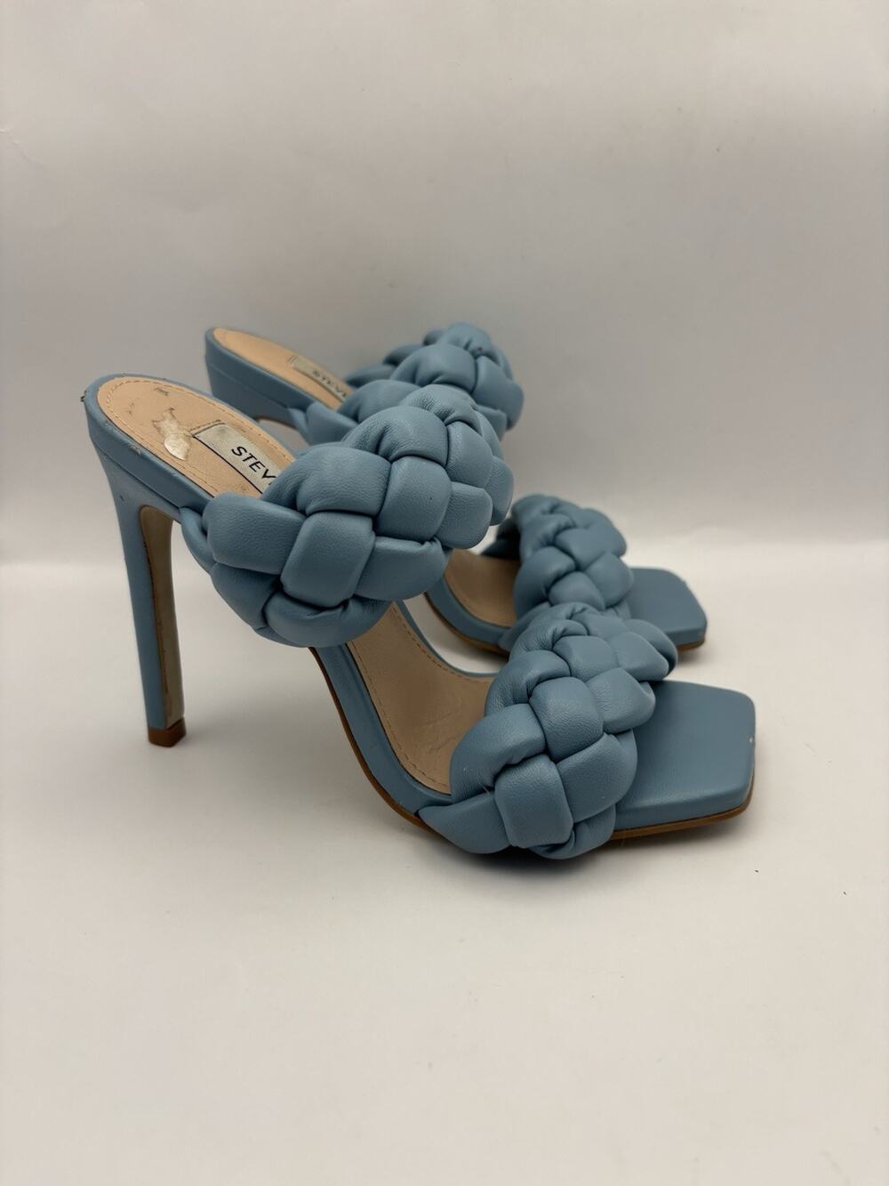 Steve Madden Kenley Sea Blue Braided Heel Mules Women Size 5.5